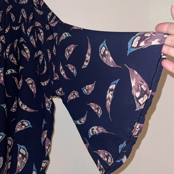 🌹Peach Love Flowing Feather Print open kimono - Picture 4 of 8